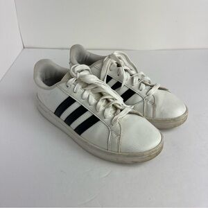 Adidas Neo Grand Court White Sneakers Size 6 Black Stripes Cloud Foam
